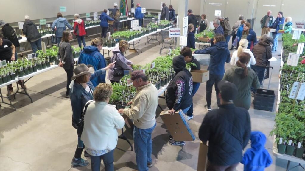 People attending the plant sale.